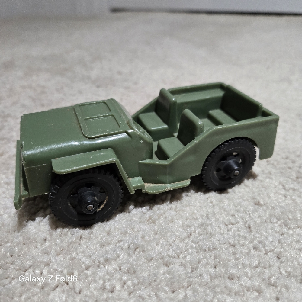 Vintage TIM-MEE Toy Plastic Green US Army Jeep Made in USA